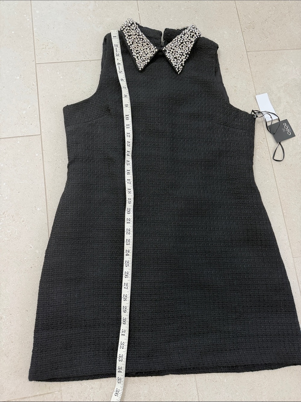 CeCe Black Mini Dress with Embellished Collar - Picture 7 of 7